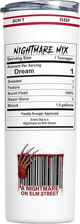 Freddys Hard Seltzer Tumbler, Nightmare On Elm St Travel Mug, Horror Slasher Fan Gift, Insulated Stainless Steel, Scary Movie Novelty Gifts, Christmas Halloween - Coffee Tea Drinker - 20 Oz