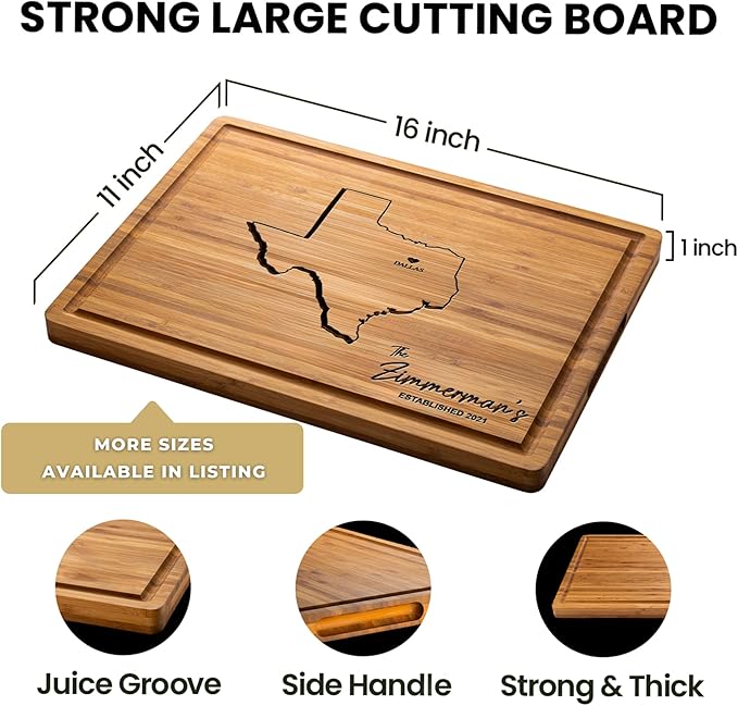 Texas Cutting Board Personalized, Texas Map House Warming Gift, State Cutting Board, Texas Themed Gifts for Home, Texas Kitchen Gifts