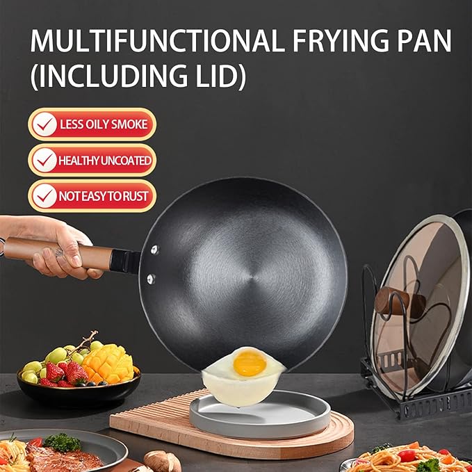 WANGYUANJI Cast Iron Skillets,10" Frying Pan No Coating Durable Egg Omelet Skillet, Steak Skillet Fast Heating Chef Cooking Pan for All Cooktops-Cast Iron Pan (Black)