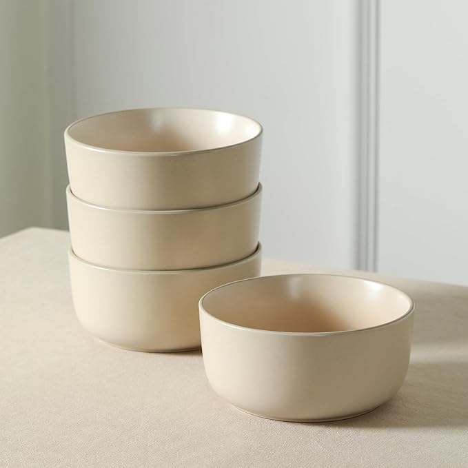 Earth & Clay Amber 24-Piece Dinnerware Set Stoneware, Dishwasher and Microwave Safe Plates and Bowls Set, Dish Set for 8, Beige