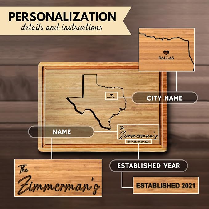 Texas Cutting Board Personalized, Texas Map House Warming Gift, State Cutting Board, Texas Themed Gifts for Home, Texas Kitchen Gifts