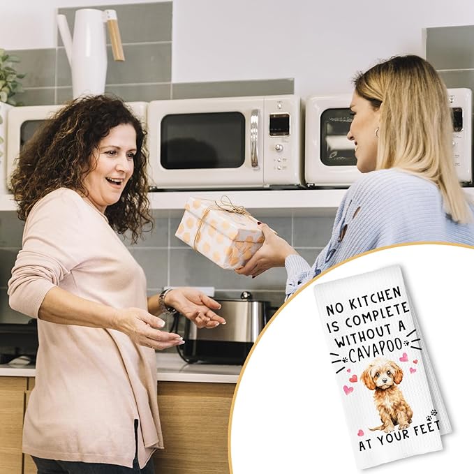 Cavapoo Funny Dog Kitchen Towels - A Kitchen is Not Complete Without A Cavapoo Dish Towel Waffle Weave Dish Towels for Home Bathroom,Dog Lovers Gift,16×24 Inch