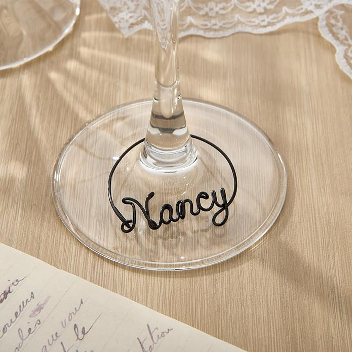 Wine Glass Charms Personalized for Wedding, Bridal Shower, Baby Shower, Retirement or Engaged Party - Custom Name Drink Tag for Champagne Stem Glass - Bachelorette Party Favors for Girls Weekend Trip