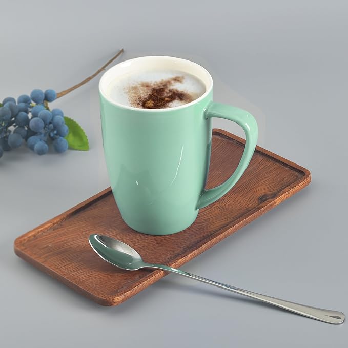 homEdge Porcelain Mug Set, 16 Ounces Cup for Tea, Latte, Mocha, Hot Chocolate, Set of 6, Turquoise