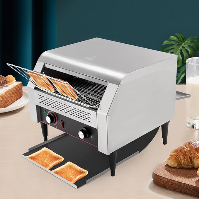 Commercial Toaster Conveyor Electric Stainless Steel Restaurant Toaster Oven for Bagel Burgers Bun Bread Heavy Duty Industrial Conveyor Toasters (150 Slices/Hour)