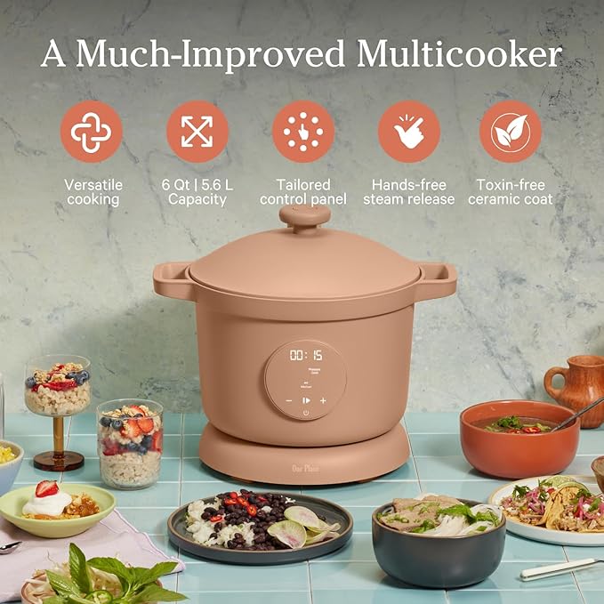 Our Place Dream Cooker | 6 Qt Ceramic Nonstick Multicooker & Pressure Cooker with Touchscreen Controls & Auto Steam Release | 4 Modes: Pressure Cook, Sauté/Sear, Slow Cook & Warm | Spice