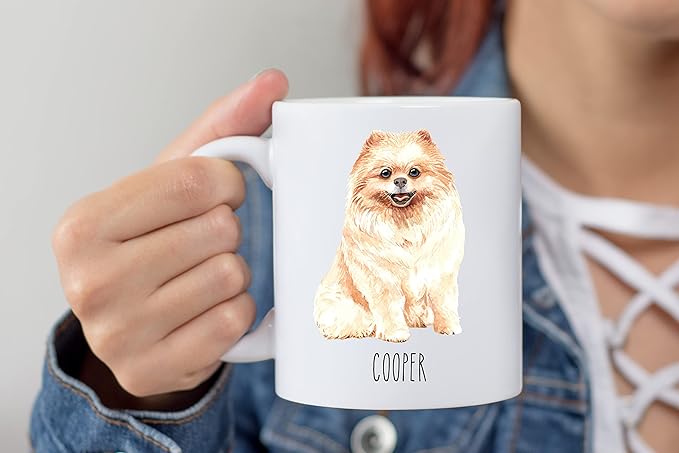 Pomeranian Custom Coffee Mugs with Name for Dog Mom Dad - Personalized Gifts for Best Friends - Grandma Grandpa Present (Pomeranian)