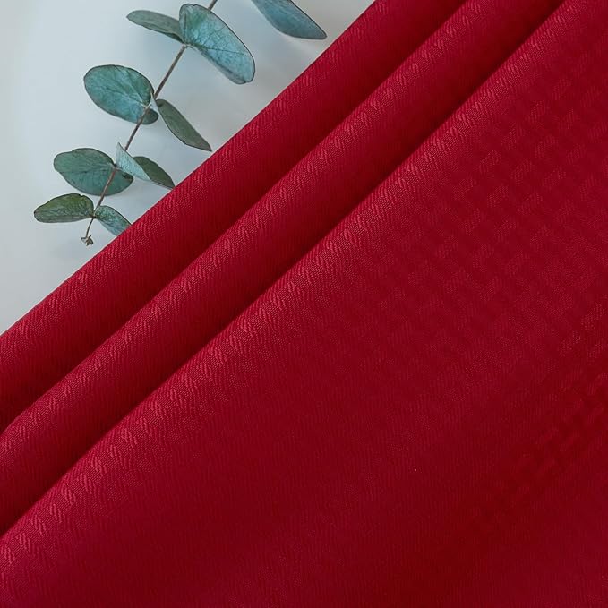 maxmill Round Tablecloth Weaved Texture Design Spill-Proof Wrinkle Free Soft Christmas Table Cloth for Circular Table Cover, for Dining Room Banquet Parties Holiday Dinner, 90 Inch Red