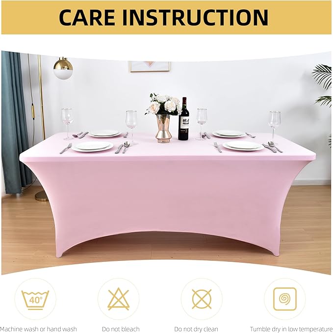 10-Pack 6ft Spandex Table Covers for Rectangle Standard Folding Tables - Wrinkle Resistant Stretch Tablecloths - Ultimate Fitted Table Protector for Parties, Banquet, Wedding