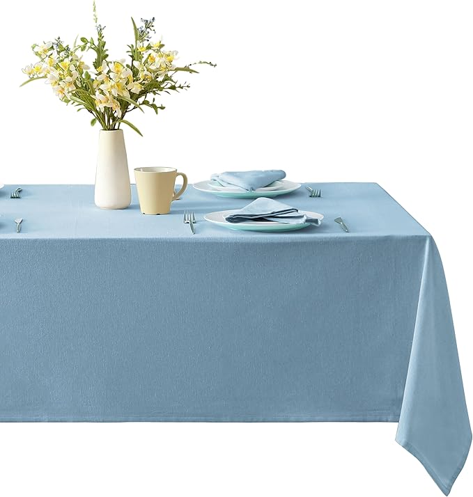 Spring & Easter Holiday Charleston Water Blue 60 x 120 inch Rectangle Fabric Tablecloth, Cotton Table Cover for Indoor Outdoor Dining, Machine Washable Solid Color Tablecloths for Everyday Use
