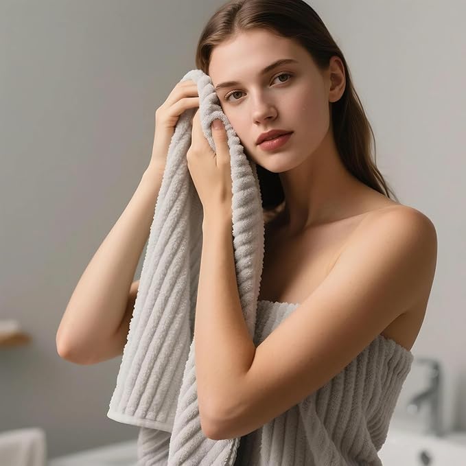 Oversized Bath Sheets 40x80 Inches Extra Large Bath Towels for Adults Super Soft Quick Dry Highly Absobent Microfiber Shower Towels for Bathroom, Pool, Gym, Yoga Towel (Gray, 2Piece)