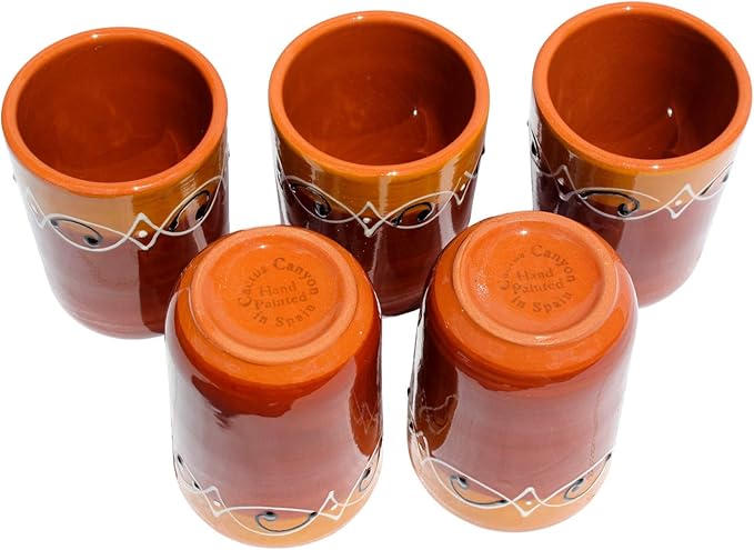 Cactus Canyon Ceramics Spanish Terracotta 5-Piece Cup Set, Spanish Sunset