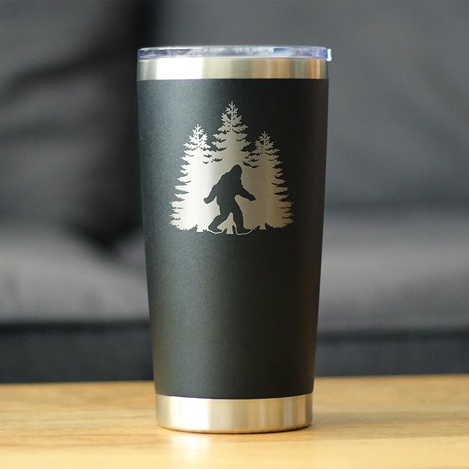 Custom Bigfoot - Personalized Insulated Coffee Tumbler Cup with Sliding Lid - Stainless Steel Insulated Mug - Funny Bigfoot Gifts for Sasquatch Enthusiasts