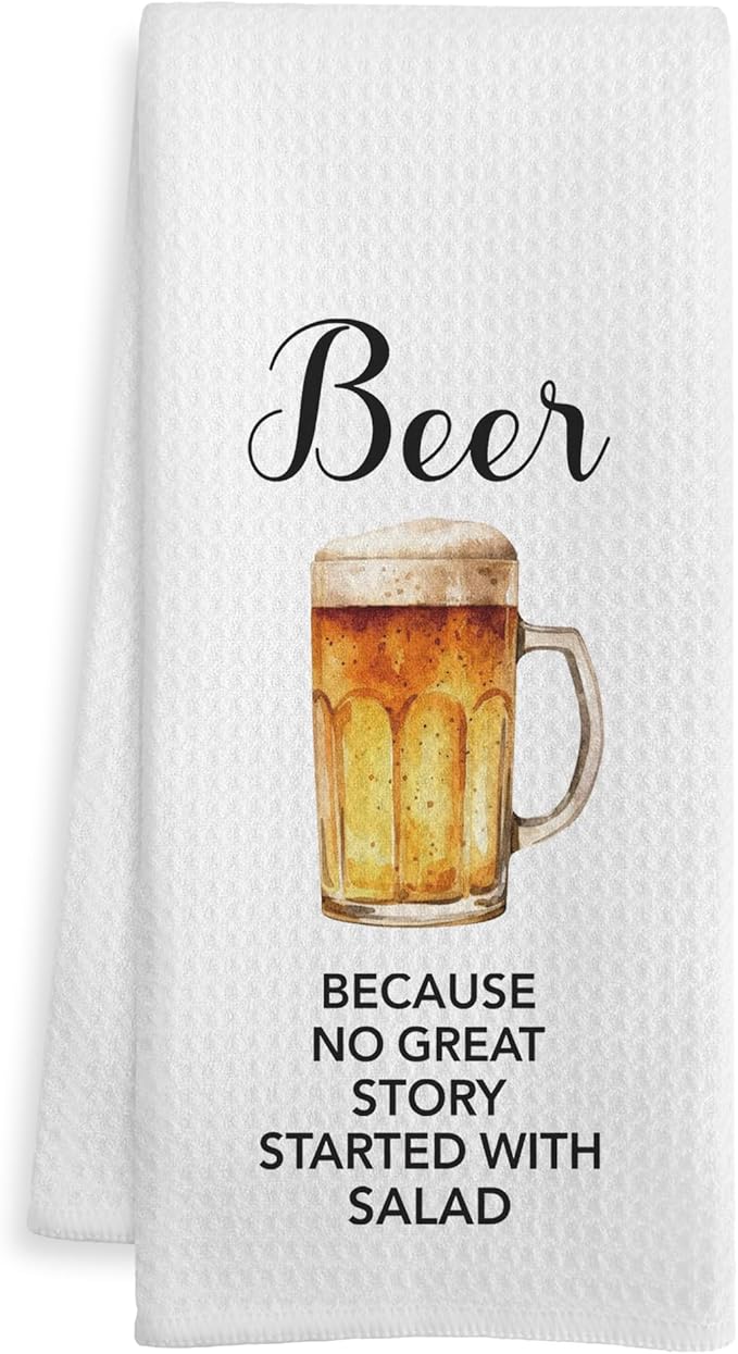 Funny Beer Kitchen Bar Towels, Beer Gifts for Women Men Dish Tea Towel, Alcohol Lover Gifts Decorative Hand Towels for Kitchen Home Bar Cart Decor, 16x24 Inch