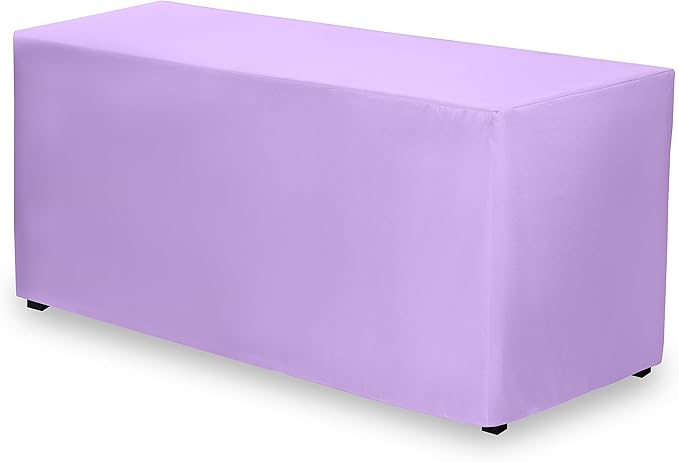 Gee Di Moda Fitted Tablecloth - 48 x 30 Inch Lavender Floor-Length Fitted Table Cloth for 4 Foot Rectangle Table, Heavy Duty Washable Fabric for Parties, Dinner, Weddings, Baby Shower & Trade Show