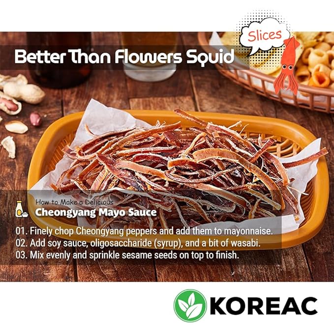 KOREAC_ Korea Seasoned Dried Squid Snack Squid Over Flower (230g 8.5oz) 꽃보다 오징어
