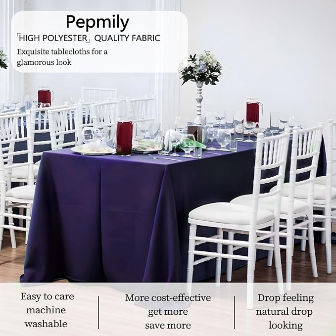 8 Pack Purple Tablecloth 60x102 Inch Rectangle Table Cloth for 6 Foot Rectangle Tables, Wrinkle Resistant Washable Polyester Fabric Rectangular Table Cover for Dining Banquet Wedding Party