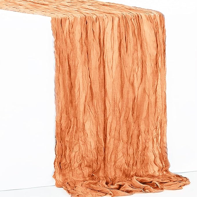 10 Pack Coral Cheesecloth Table Runner 35x120 Inch 10Ft Rustic Gauze Cheese Cloth Table Runner Sheer Cheesecloth Table Runners for Wedding Party Bridal Shower Decoration