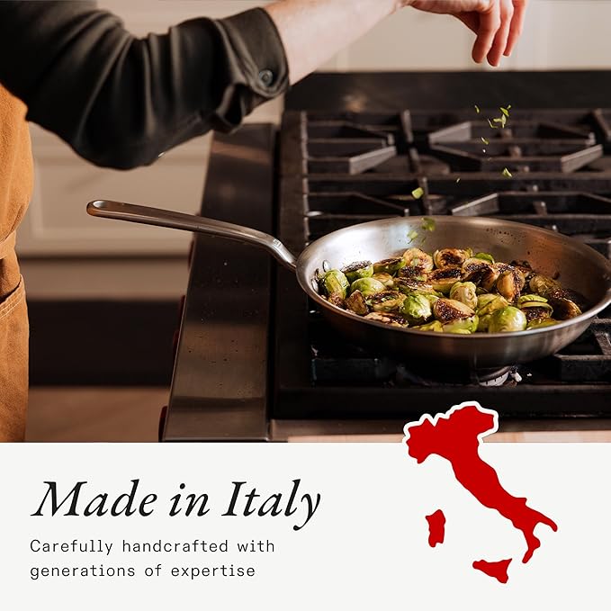 Made In Cookware - 5 Pc Stainless Steel Cookware Set - 5 Ply Clad - Includes Stainless Steel Frying Pan, Saucepan and Saucier with Lid - Professional Cookware - Crafted in Italy