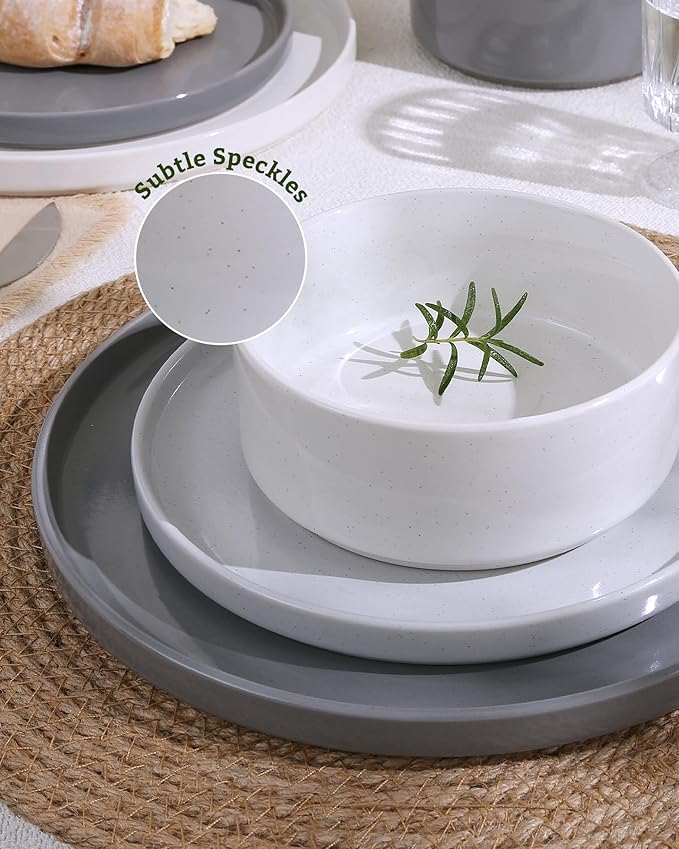 Famiware Nebula Plates and Bowls Set, 12 Pieces Dinnerware Sets, Dishes Set for 4, Multi-color