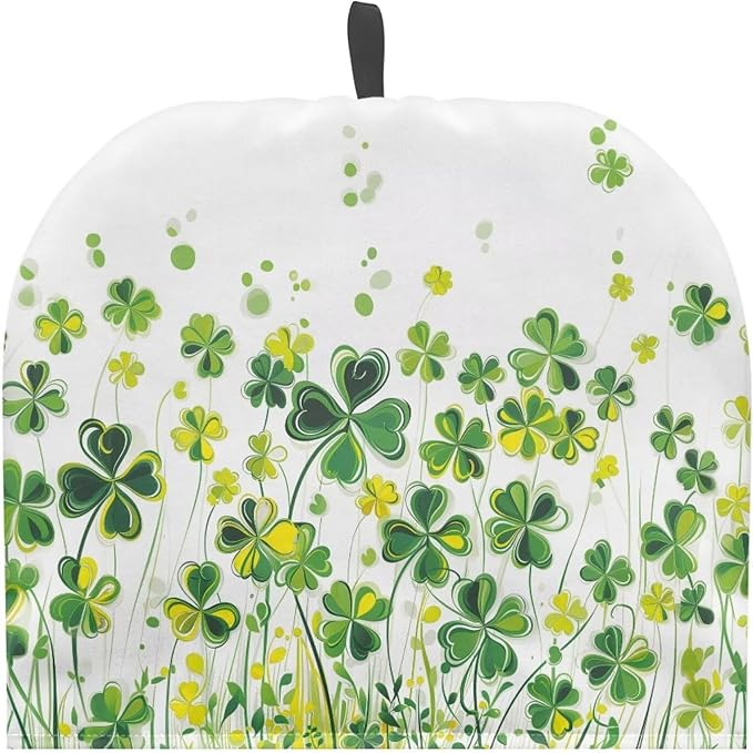 Tea Cozy for Teapots with Handle, St. Patrick's Day Shamrock Print Dust Insulated Cover, Hanging Fold-Up Design, Suitable for Kitchen and Living Room Table Decoration