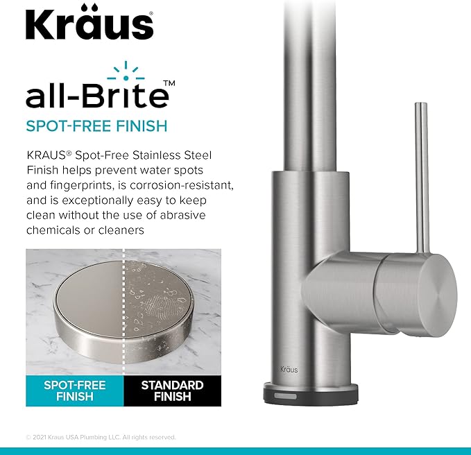 KRAUS Oletto Contemporary Single-Handle Touch Kitchen Sink Faucet with Pull Down Sprayer in Spot Free Stainless Steel, KTF-3104SFS