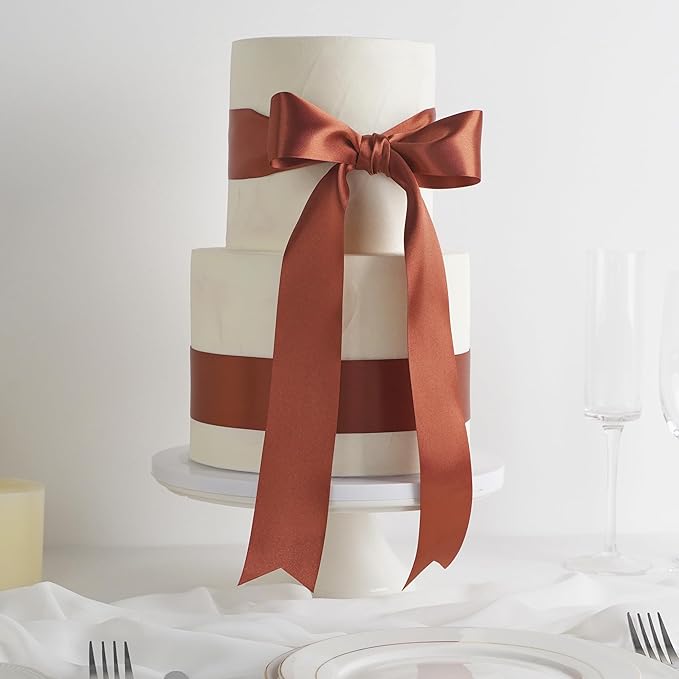 MEEDEE Rust Satin Ribbon - 2 inch Double Faced Satin Ribbon by 25 Yards for Thanksgiving, Fall Decorating, Wreaths, Bows, Crafts, Weddings, Flower Bouquets