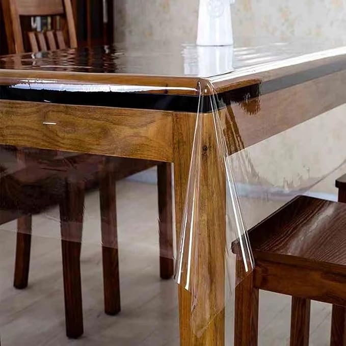 Pioggia Clear Tablecloth Protector Square Waterproof Oil-Proof Plastic Table Cloth Wipeable PVC Table Cover for Indoor and Outdoor (Clear, 60 x 60 Inch)