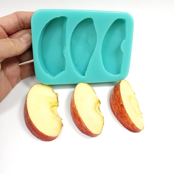 Generic Apple Slices Silicone Mold - Turquoise Blue, Pewter, BPA Free, Phthalate Free, Latex Free - Realistic Flexible Mold for Soap, Resin, Candle, Clay - FOOD PREPARATION MOLD - NC054