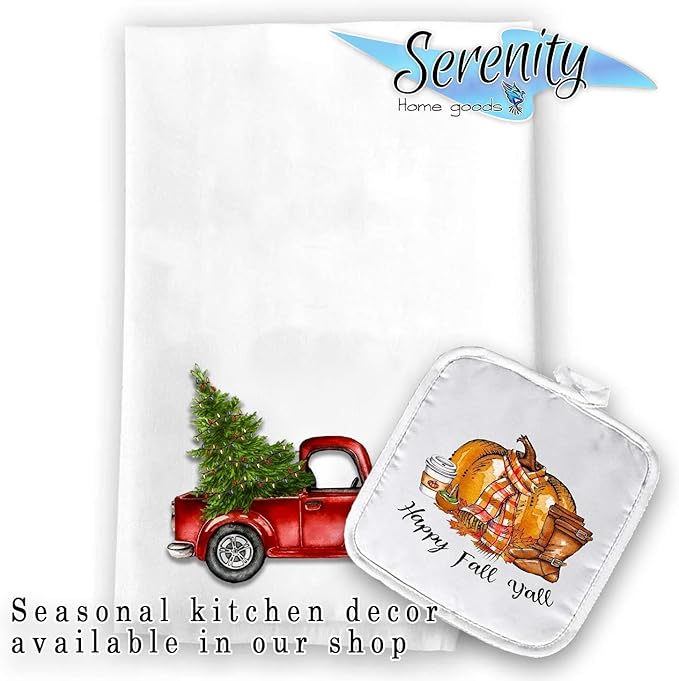 Christmas Decor | Decorative Kitchen and Bath Hand Towels | XMAS Winter Novelty | White Towel Home Holiday Decorations | Gift Present