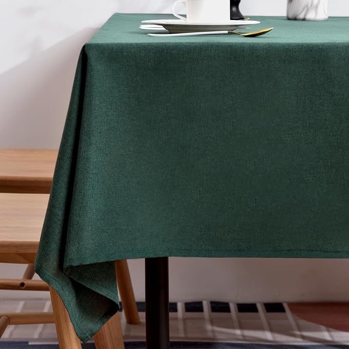 BALCONY & FALCON Table Cloth – Waterproof, Wrinkle Resistant & Washable Large Rectangle Tablecloth and Table Cover for Dining Room, Kitchen, Outdoor, Party & Birthday Use (Hunter Green, 91" x 132")