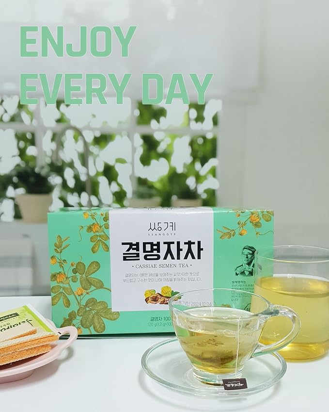 Ssanggye Tea Cassia Seed Tea Bulk Size (1.2g X 100TB), Premium Original Korean Herbal Tea Hot&Cold Water Hygienic Single Teabag Kyulmyungja Cha 결명자차 Nutty Savory Herb Soothing 4 Seasons