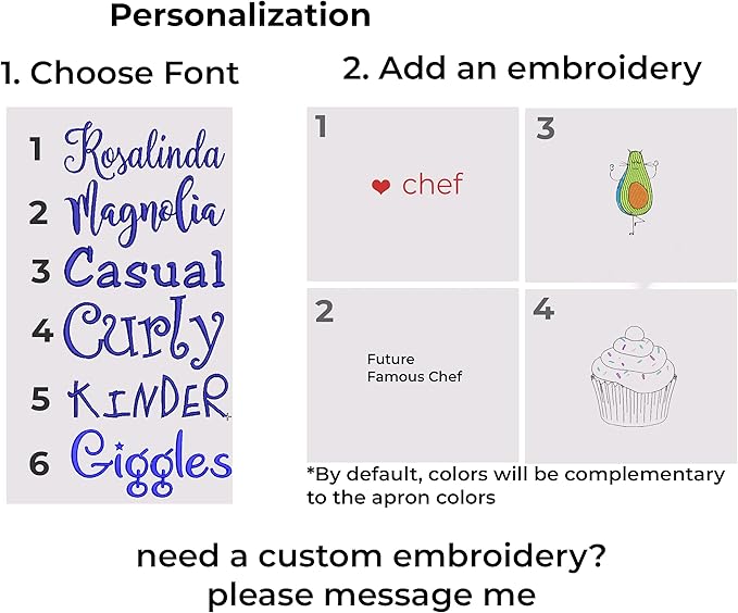 Kids Apron - Embroidered Personalized Cooking Custom Apron with Name, Adjustable, Cotton, with Pockets, for cooking