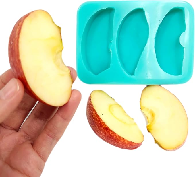 Generic Apple Slices Silicone Mold - Turquoise Blue, Pewter, BPA Free, Phthalate Free, Latex Free - Realistic Flexible Mold for Soap, Resin, Candle, Clay - FOOD PREPARATION MOLD - NC054