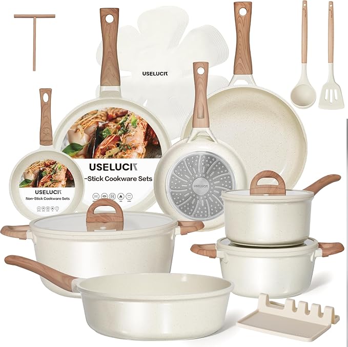 Pots and Pans Set Non Stick Ceramic Cookware Set 22-Piece Nonstick Kitchen Cooking Sets Stockpot Saucepan Frying Pans
