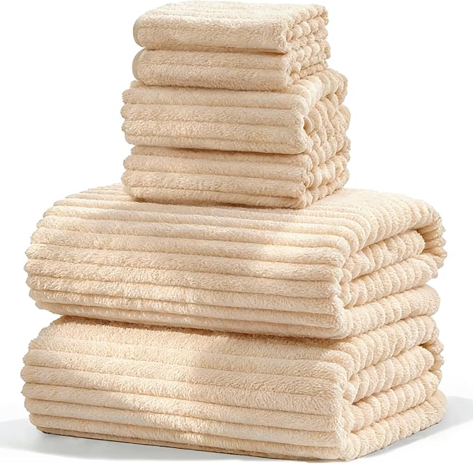 Bath Sheet Set of 6 (80"x40"),Oversized Bath Towels for Adults Luxury Extra Large Bath Sheets Super Soft Highly Absorbent Microfibers Quick Dry Bath Towels Large for Bathroom (Beige, 6Piece)