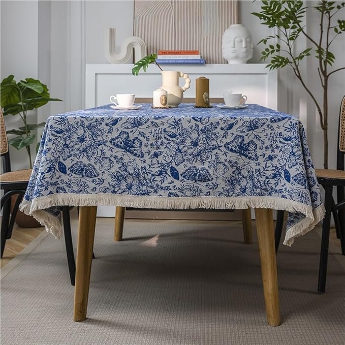 Rectangular Tablecloth Flower Jacquard Tablecloth Bohemian Thick Tablecloth Suitable for Restaurant Camping(Style4,140 * 300cm)