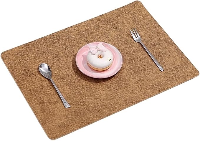 Anti Crease PU Leather Placemat Waterproof Heat- Wipeable Dining Table Mats for Home Kitchen(Rectangle G)