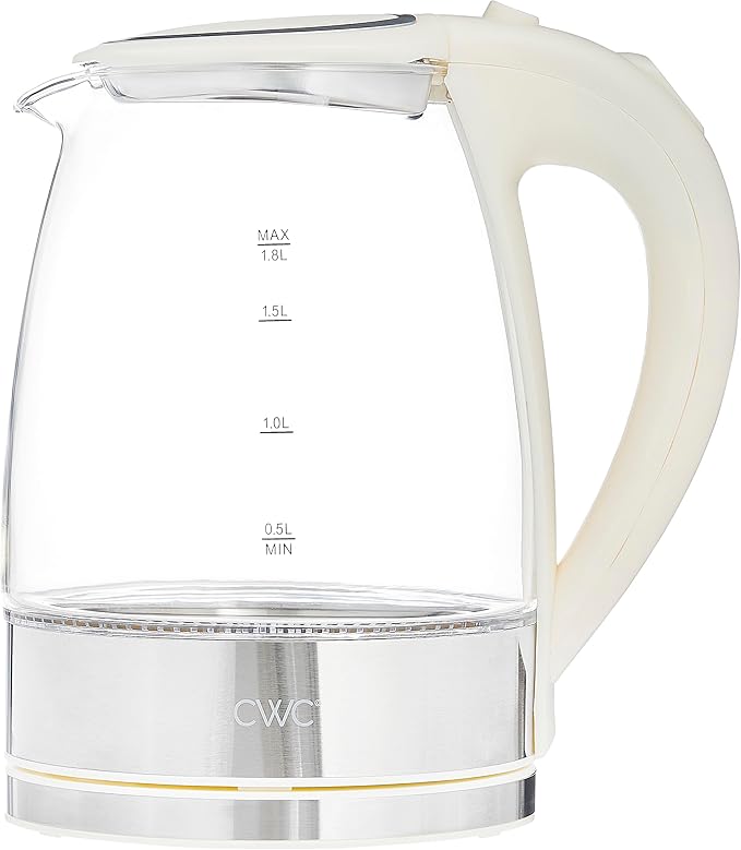 COOK WITH COLOR Electric Tea Kettle, 1.8L Cordless Hot Water Boiler, 1200W Rapid Boil, Auto Shutoff & Boil Dry Protection, BPA-Free, Sleek Countertop Design, Cream