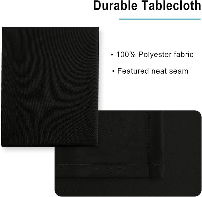Hiasan Black Rectangle Tablecloth - 60 x 140 Inch - Waterproof & Wrinkle Resistant Washable Fabric Table Cloth for Dining, Party and Outdoor use