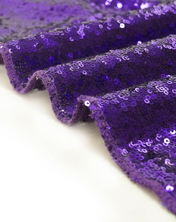 Eternal Beauty Purple Tablecloth, 50x80 Inch Sequin Rectangle Table Cover for Cake Dessert Exhibition Party Birthday Events