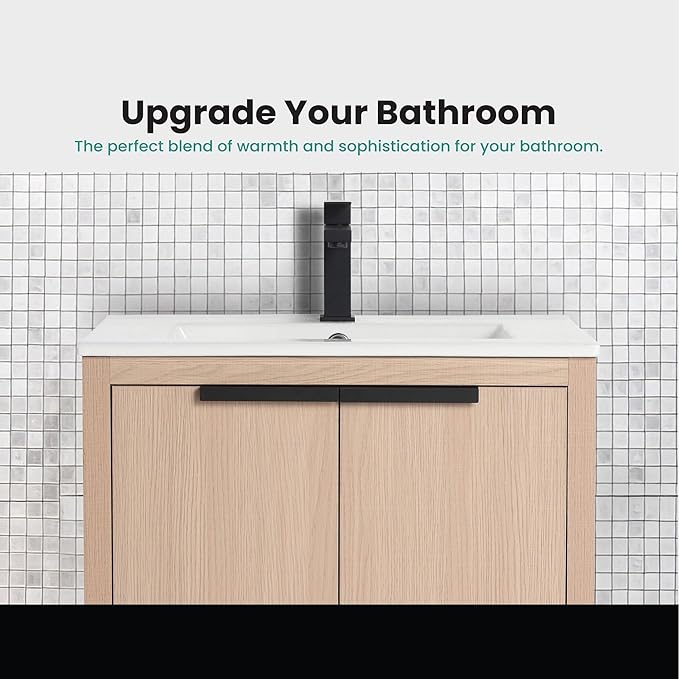 Fine Fixtures Kingsford Modern 24 Inch Bathroom Vanity with Sink, White Oak Finish, Elegant Bathroom Vanities for Modern Homes, Stylish Storage Solutions for Bathrooms