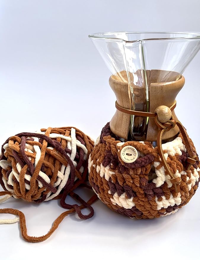 Handmade Crochet Coffeemaker Cozy For Chemex 6 Cup Accessories Coffee Warmer Protection Cozy Winter Decor For Coffee Corner(Cozy only)
