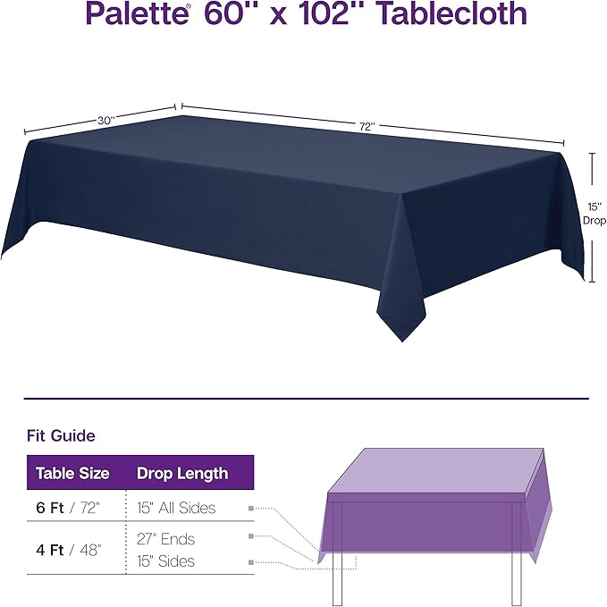 Gee Di Moda Rectangle Tablecloth - 60 x 102 Inch Burgundy Table Cloth for 6 Foot Rectangle Tables - Heavy Duty Washable Fabric - for Holiday Party, Dinner, Weddings, Baby Shower & Events