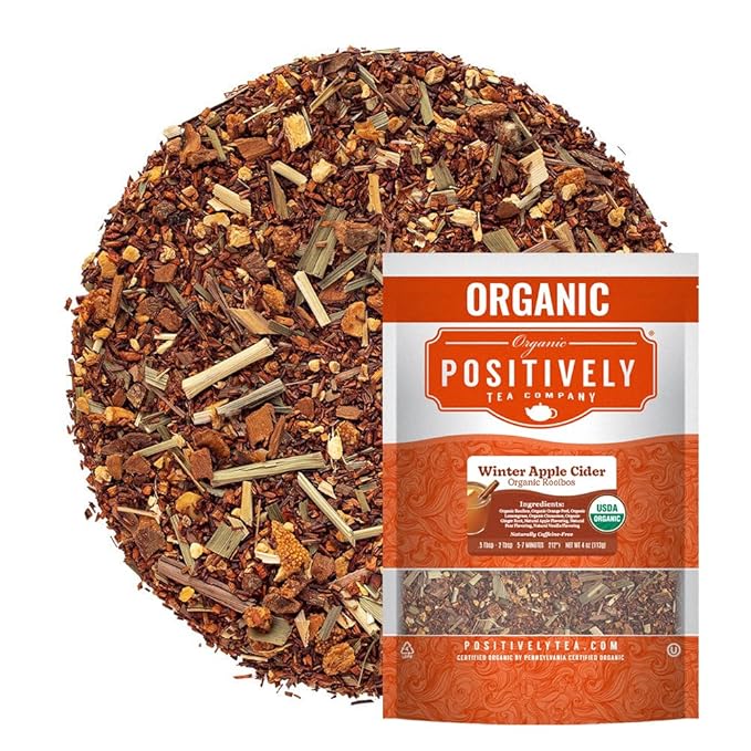Organic Positively Tea Company, Winter Apple Cider Rooibos Tea, Loose Leaf, 4 Ounce