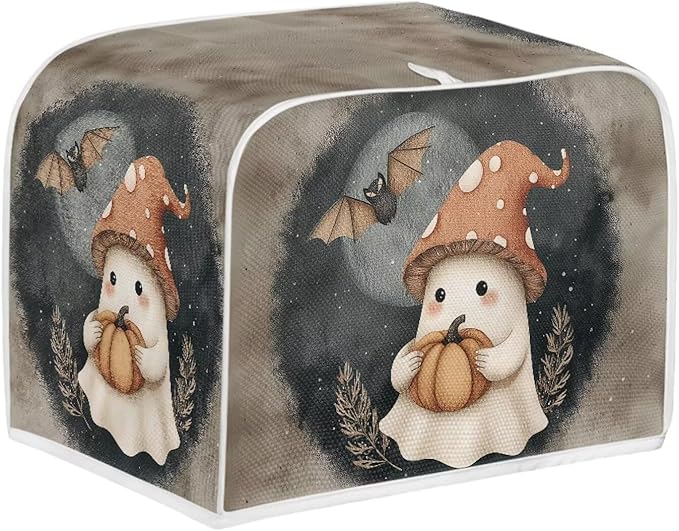 Doojoayie Toaster Cover Kitchen Halloween Decor Dust Proof Oven Cover with Ghost Print 4 Slice Bread Maker Protector Kitchen Toaster Protection