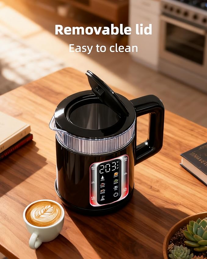 Electric Tea Kettle with Temperature Control, Glass smart Water Boiler for Tea, Coffee & Boil, Automatic Shut Off, 12h Keep Warm & One-Touch 6 Presets