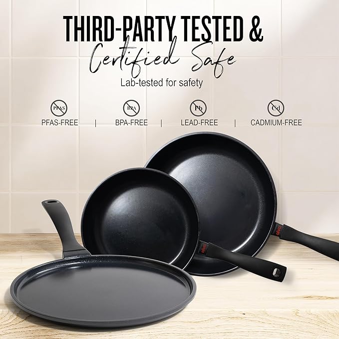 Alva Energy Nonstick Ceramic Frying Pan 8" - Lightweight, Easy to Clean and Made without PFAS, PFOA & PTFE - Induction and All Stovetop Compatible with Even Heat Distribution