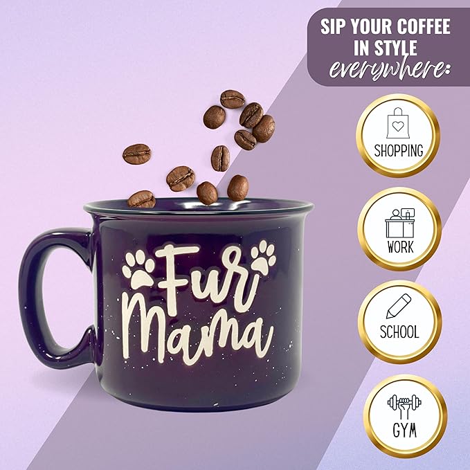 Cute Funny Coffee Mug for Dog Lovers - Dog Mom, Dog Dad, Fur Mama - Unique Fun Gifts for Her, Dad, Mom, Sister, Teacher, Coworkers - Coffee Cups & Mugs with Quotes