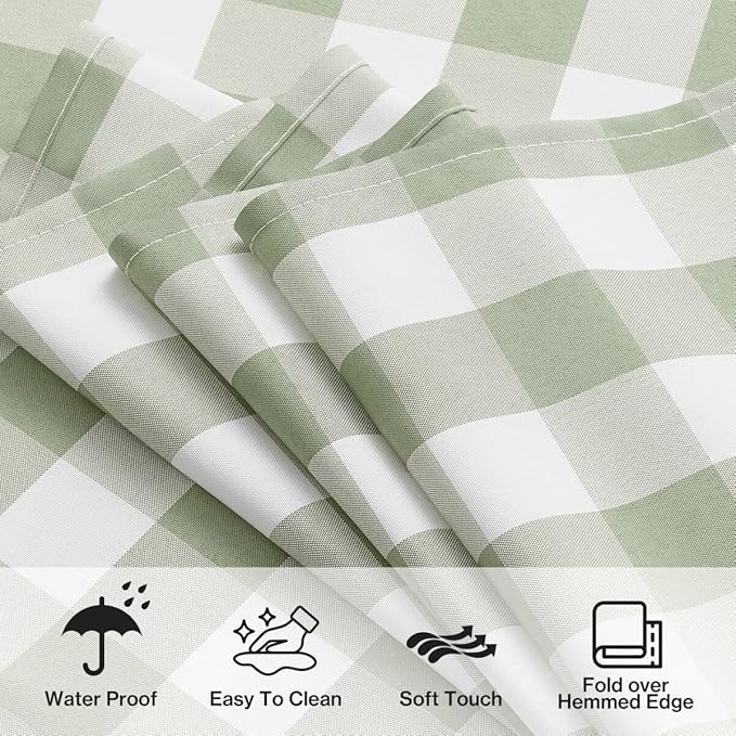 Checkered Tablecloth Rectangle Gingham Table Cloths Waterproof Wrinkle Free Buffalo Plaid Table Covers Washable for Dining, Parties & Outdoor Picnic(Sage Green,60"×84")